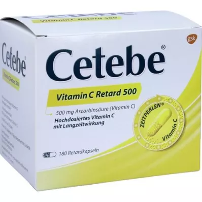 CETEBE C-vitamin kapslar med långsam frisättning 500 mg, 180 st