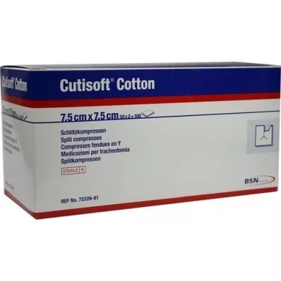 CUTISOFT Slits av bomull Compr.7,5x7,5 cm steril, 50X2 st