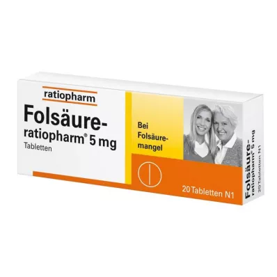 FOLSÄURE-RATIOPHARM 5 mg tabletter, 20 st