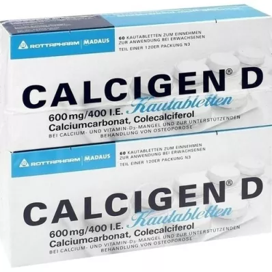 CALCIGEN D 600 mg/400 I.U. Tuggtabletter, 120 st