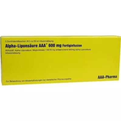 ALPHA LIPONSÄURE AAA 600 mg injektionsflaskor, 5X50 ml