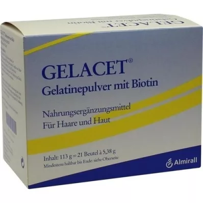 GELACET Gelatinpulver med biotin i påse, 21 st