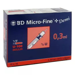 BD MICRO-FINE+ insulinspruta 0,3 ml U100 0,3x8 mm, 100 st