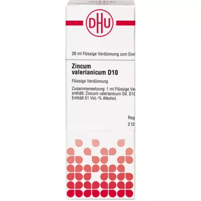 ZINCUM VALERIANICUM D 10 Utspädning, 20 ml