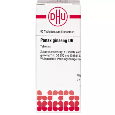 PANAX GINSENG D 6 tabletter, 80 pc