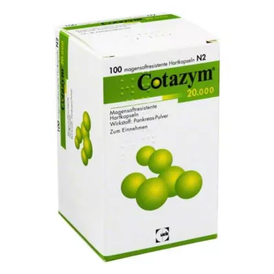 Cotazym 20 000 pellets mag-resistenta kapslar, 100 stycken Cotazym 20 000 pellets mag-resistenta kapslar, 100 stycken