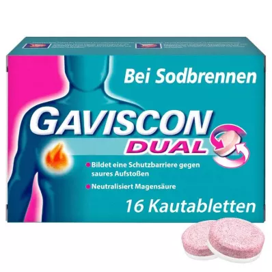 GAVISCON Dubbla 250 mg/106,5 mg/187,5 mg tuggtabletter, 16 st