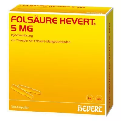 FOLSÄURE HEVERT 5 mg ampuller, 100 st