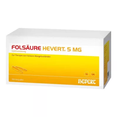 FOLSÄURE HEVERT 5 mg ampuller, 100 st