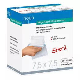 HÖGA-KOMPRESSEN 7,5x7,5 cm sterila 8x, 25X2 st
