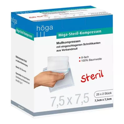 HÖGA-KOMPRESSEN 7,5x7,5 cm sterila 8x, 25X2 st HÖGA-KOMPRESSEN 7,5x7,5 cm sterila 8x, 25X2 st