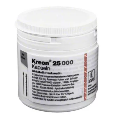 KREON 25 000 hårda kapslar med enterikaklädda pellets, 100 st