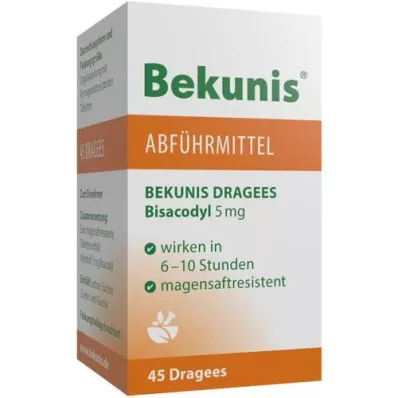 BEKUNIS Dragees Bisacodyl 5 mg enterotabletter, 45 st