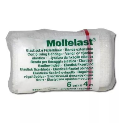 MOLLELAST Bandage 6 cmx4 m vitt, 1 st