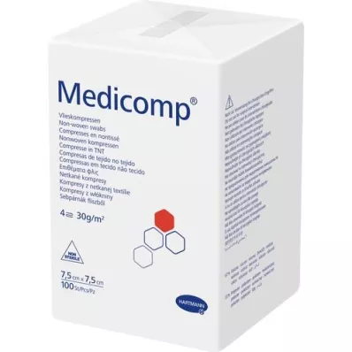 MEDICOMP Non-woven komp. osteril 7,5x7,5 cm 4-lagers, 100 st