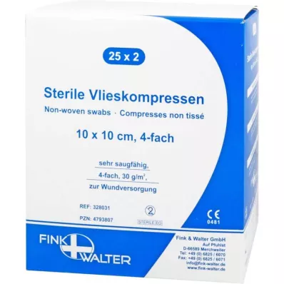 VLIESKOMPRESSEN 10x10 cm steril 4-lagers, 25X2 st