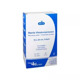 VLIESKOMPRESSEN 10x20 cm steril 4-lagers, 25X2 st