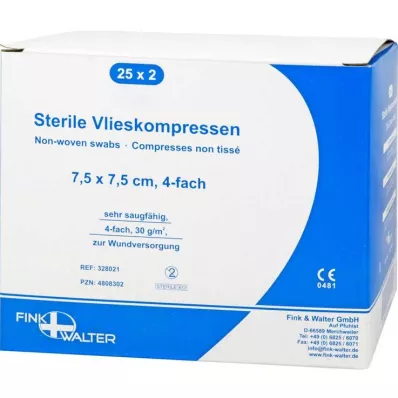 VLIESKOMPRESSEN 7,5x7,5 cm sterila 4-lagers, 25X2 st