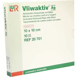 VLIWAKTIV AG Tampong med aktivt kol och silver 10x10 cm, 10 st