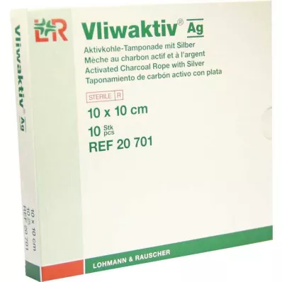 VLIWAKTIV AG Tampong med aktivt kol och silver 10x10 cm, 10 st VLIWAKTIV AG Tampong med aktivt kol och silver 10x10 cm, 10 st