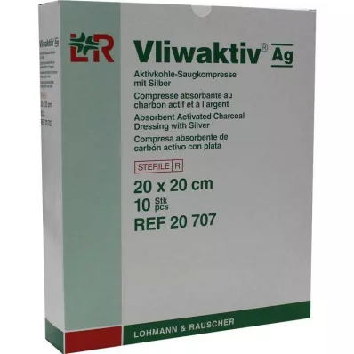 VLIWAKTIV AG Aktivt kol absorberande komp. med silver 20x20 cm, 10 st VLIWAKTIV AG Aktivt kol absorberande komp. med silver 20x20 cm, 10 st