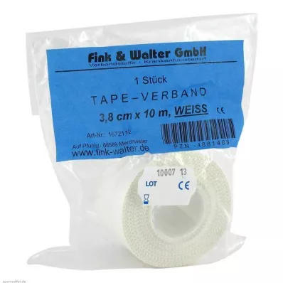 TAPE-Bandage 3,8 cmx10 m vitt, 1 st