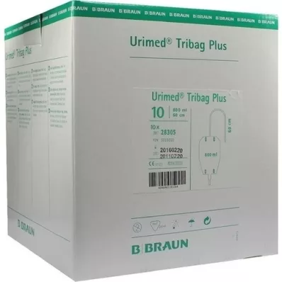 URIMED Tribag Plus Urine Leg Sleeve 800ml 60cm ster., 10 st