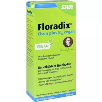 FLORADIX Järn plus B12 vegansk tonic, 250 ml