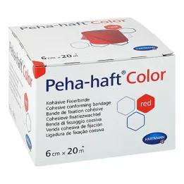PEHA-HAFT Färgfixeringsbandage 6 cmx20 m rött, 1 st