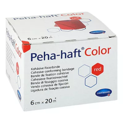 PEHA-HAFT Färgfixeringsbandage 6 cmx20 m rött, 1 st