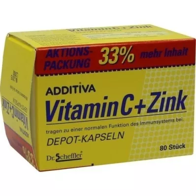 ADDITIVA Vitamin C+Zink depotkapslar, kampanjförpackning, 80 st