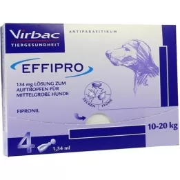 EFFIPRO 134 mg Pip.lösning för dropp.för medelstor hund, 4 st