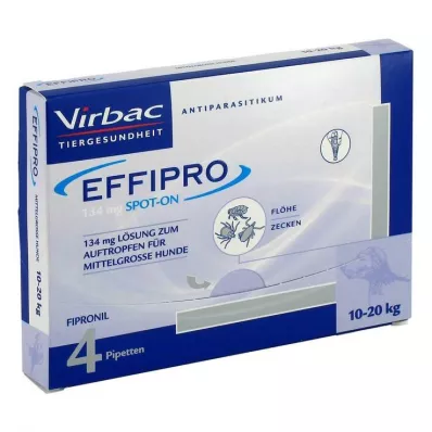 EFFIPRO 134 mg Pip.lösning för dropp.för medelstor hund, 4 st