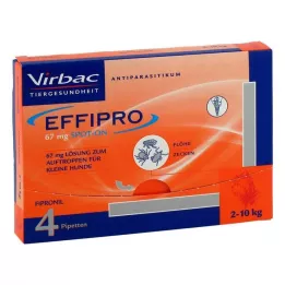 EFFIPRO 67 mg pip.lösning för dropp.för små hundar, 4 st