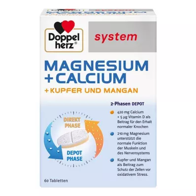 DOPPELHERZ Magnesium+Calc. +Koppar+Mangan syst. tabl, 60 st