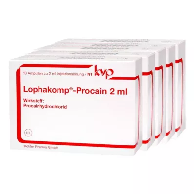 LOPHAKOMP Prokain 2 ml injektionsvätska, lösning, 50X2 ml