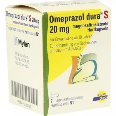 OMEPRAZOL dura S 20 mg enterokapslade hårda kapslar, 7 st