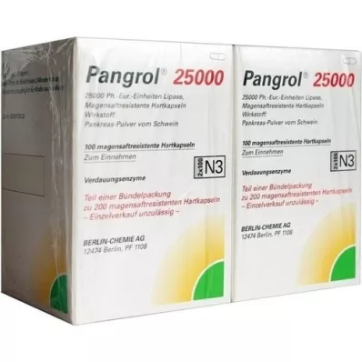 PANGROL 25.000 hårda kapsyler med enteric-coated pell, 200 st