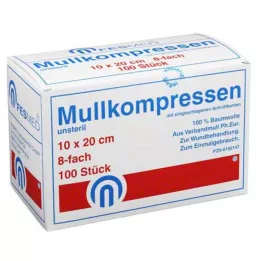 MULLKOMPRESSEN ES 10x20 cm icke-steril 8x, 100 st