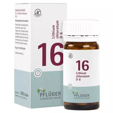 Biochemistry Pflueger 16 Lithium chloratum D 6 tabletter, 100 st Biochemistry Pflueger 16 Lithium chloratum D 6 tabletter, 100 st