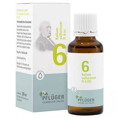 Biokemi Pflueger 6 Kalium sulfuricum D 6 droppar, 30 ml