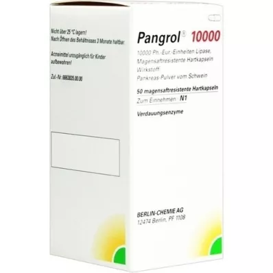 PANGROL 10 000 hårda kapsyler med enteric-coated pell, 50 st