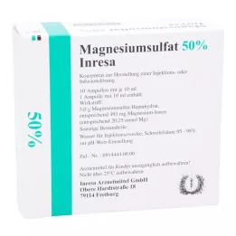 MAGNESIUMSULFAT 50% Inresa konc.för inj./inf.l., 10X10 ml