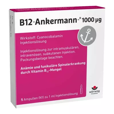 B12 Ankermann® 1000 µg vitamin B12 injektion, 5X1 ml B12 Ankermann® 1000 µg vitamin B12 injektion, 5X1 ml