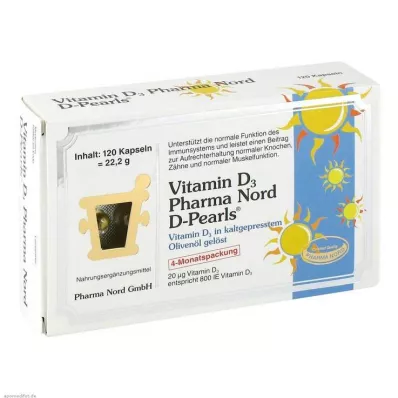 VITAMIN D3 PHARMA North 20 μg kapslar, 120 st