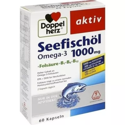 DOPPELHERZ Havsfiskolja Omega-3 1.000 mg+Fols.kapslar, 60 st