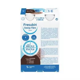 FRESUBIN ENERGY Fiber DRINK Choklad dryckesflaska, 4X200 ml