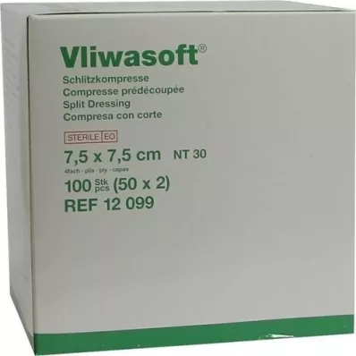 VLIWASOFT Slitkompresser 7,5x7,5 cm sterila 4l., 50X2 st