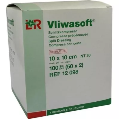 VLIWASOFT Slitkompresser 10x10 cm sterila 4-lagers, 50X2 st