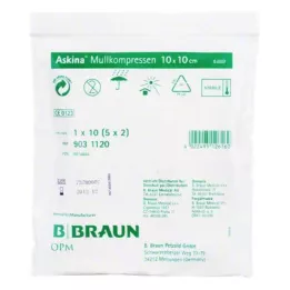 ASKINA Gasvävskompresser 10x10 cm sterila, 5X2 st
